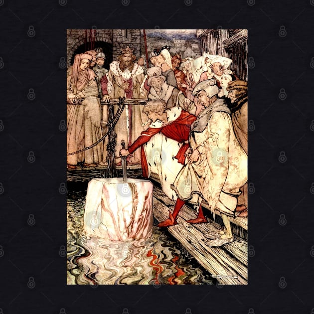 Galahad and the Sword in the Floating Stone - Arthur Rackham by forgottenbeauty